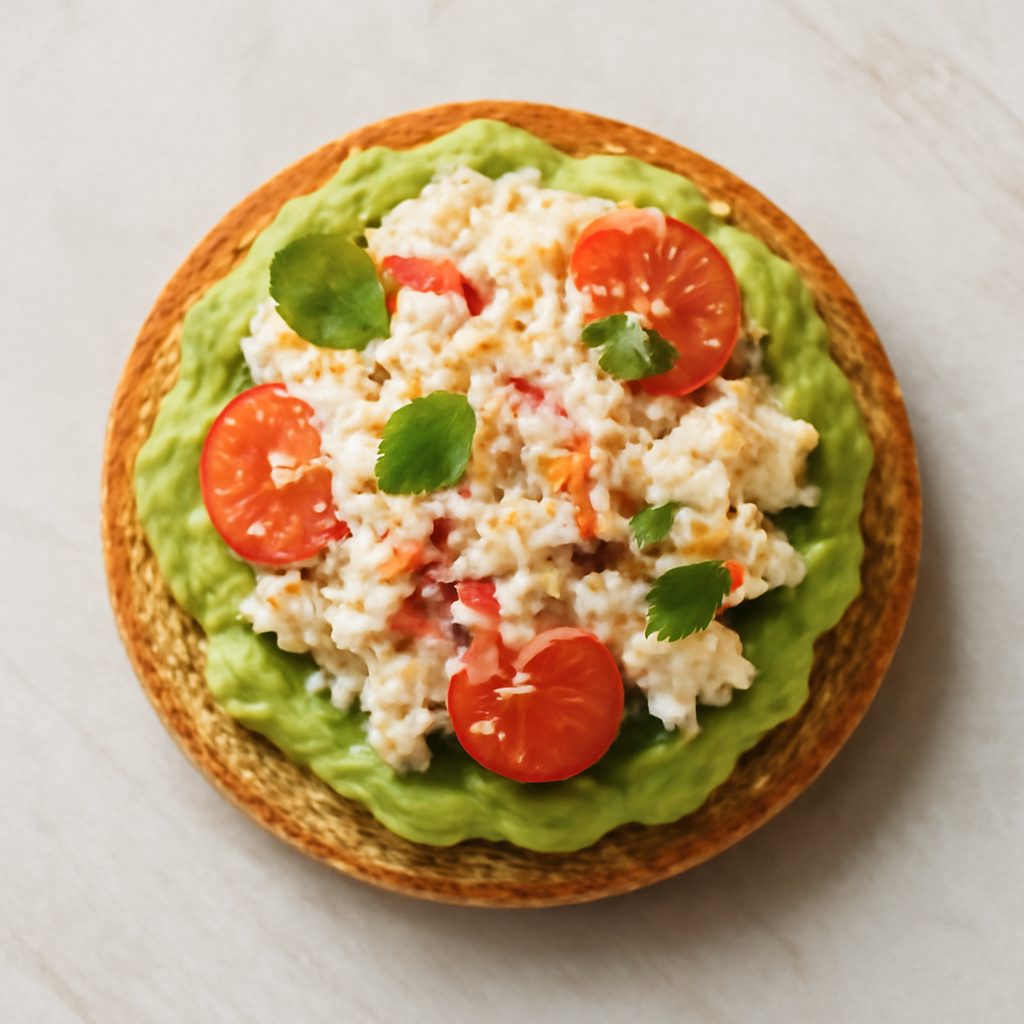 Canapè di granchio proteico con crema coriandolo e menta low-carb