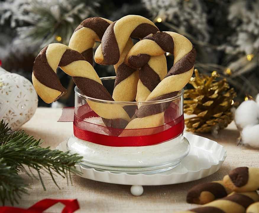Candy cane di frolla all'arancia e cacao Low Fat