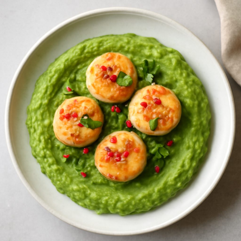 Capesante al pepe rosa con purè verde fit proteico