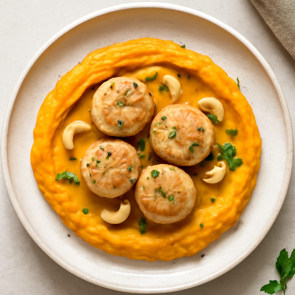 Capesante su purea di zucca e anacardi fit - Versione Low Fat