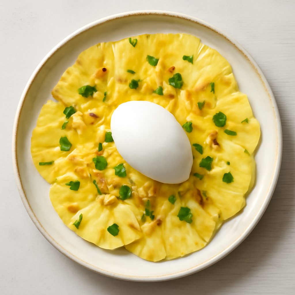 Carpaccio di ananas con sorbetto proteico low-carb
