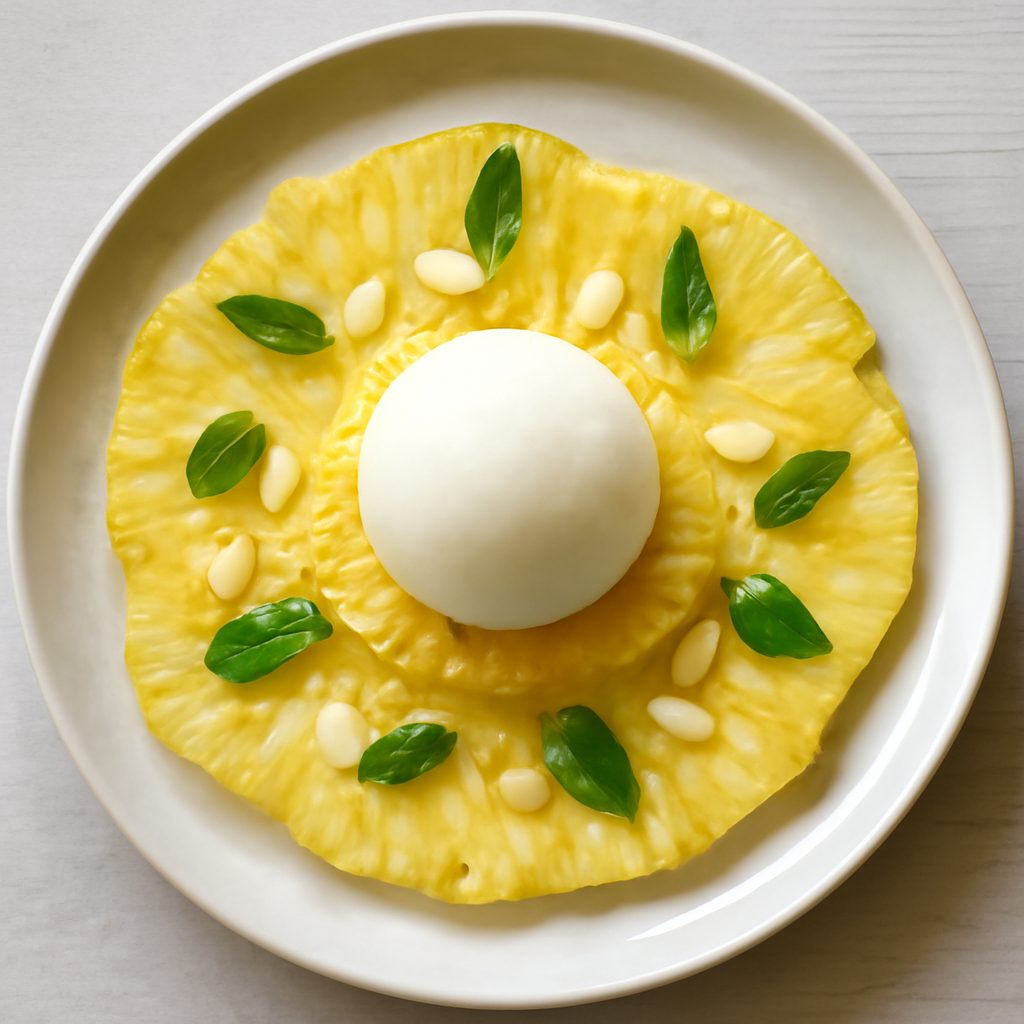 Carpaccio di ananas con sorbetto proteico low-carb