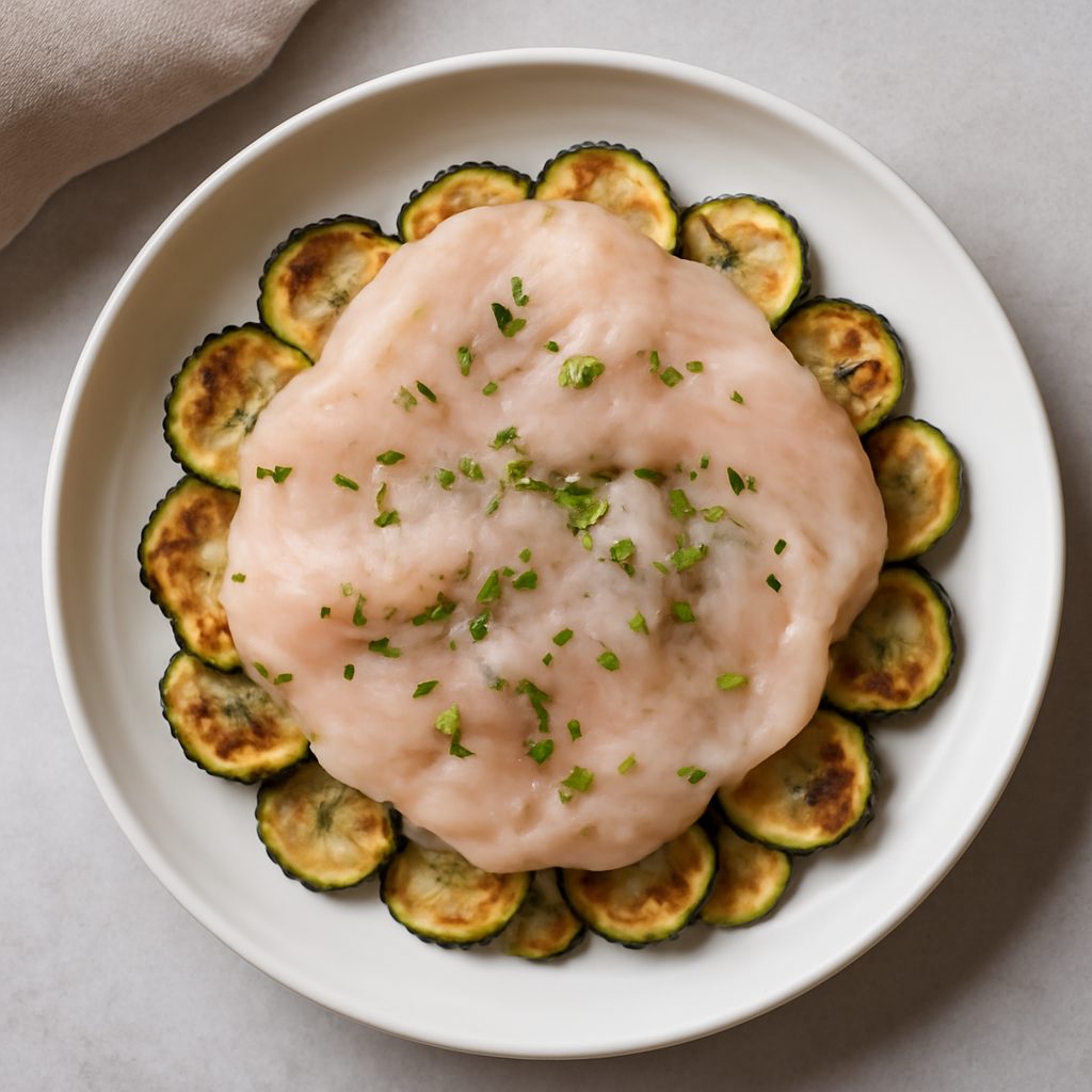 Carpaccio di pesce spada su chips di zucchina low-carb proteico