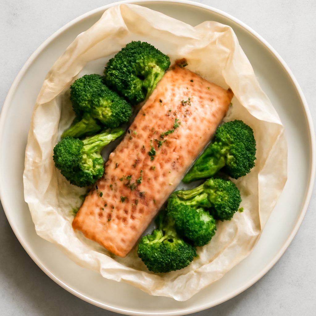 Cartoccio di salmone e broccoli