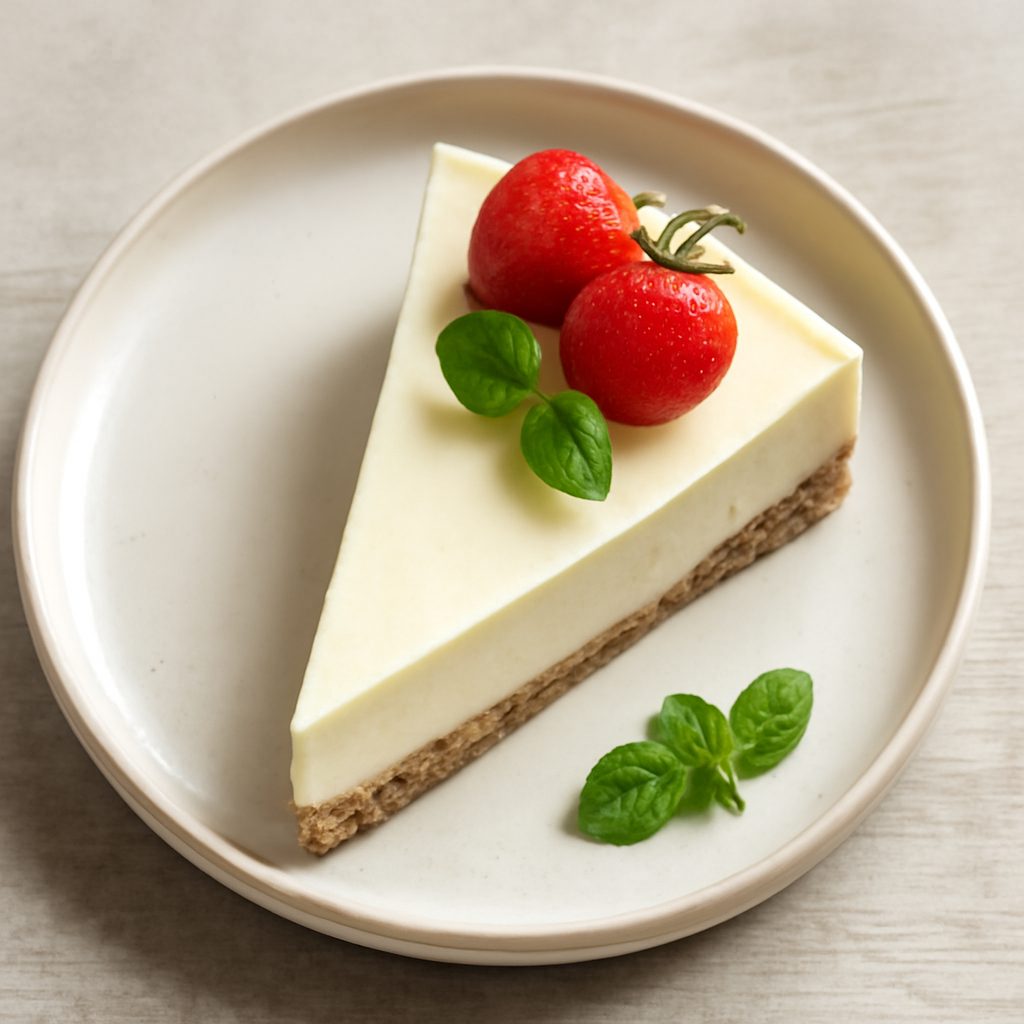 Cheesecake monoporzione proteica al limone con coulis di lamponi low-carb