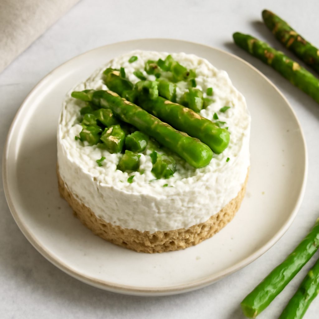 Cheesecake salata asparagi, ricotta e robiola low-carb proteica