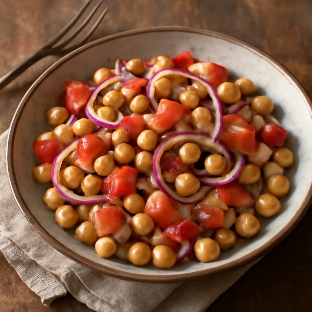 Insalata di Ceci con Cipolla Rossa e Pomodoro