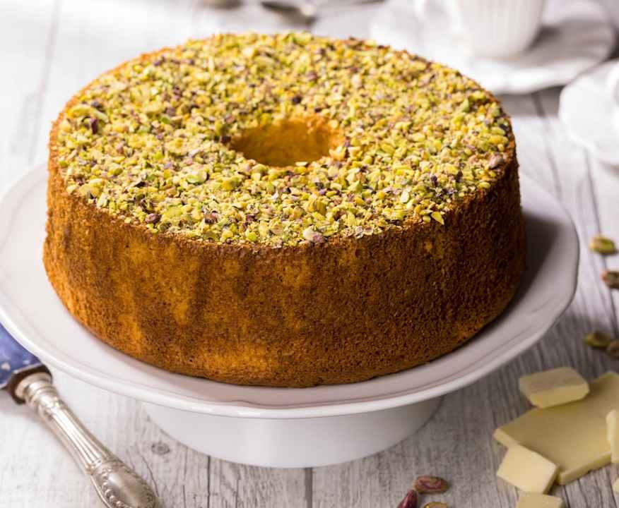 Chiffon cake al cioccolato bianco e pistacchi Low Fat