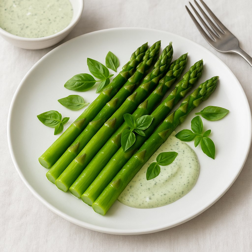 Chilled Asparagus with Basil Cream