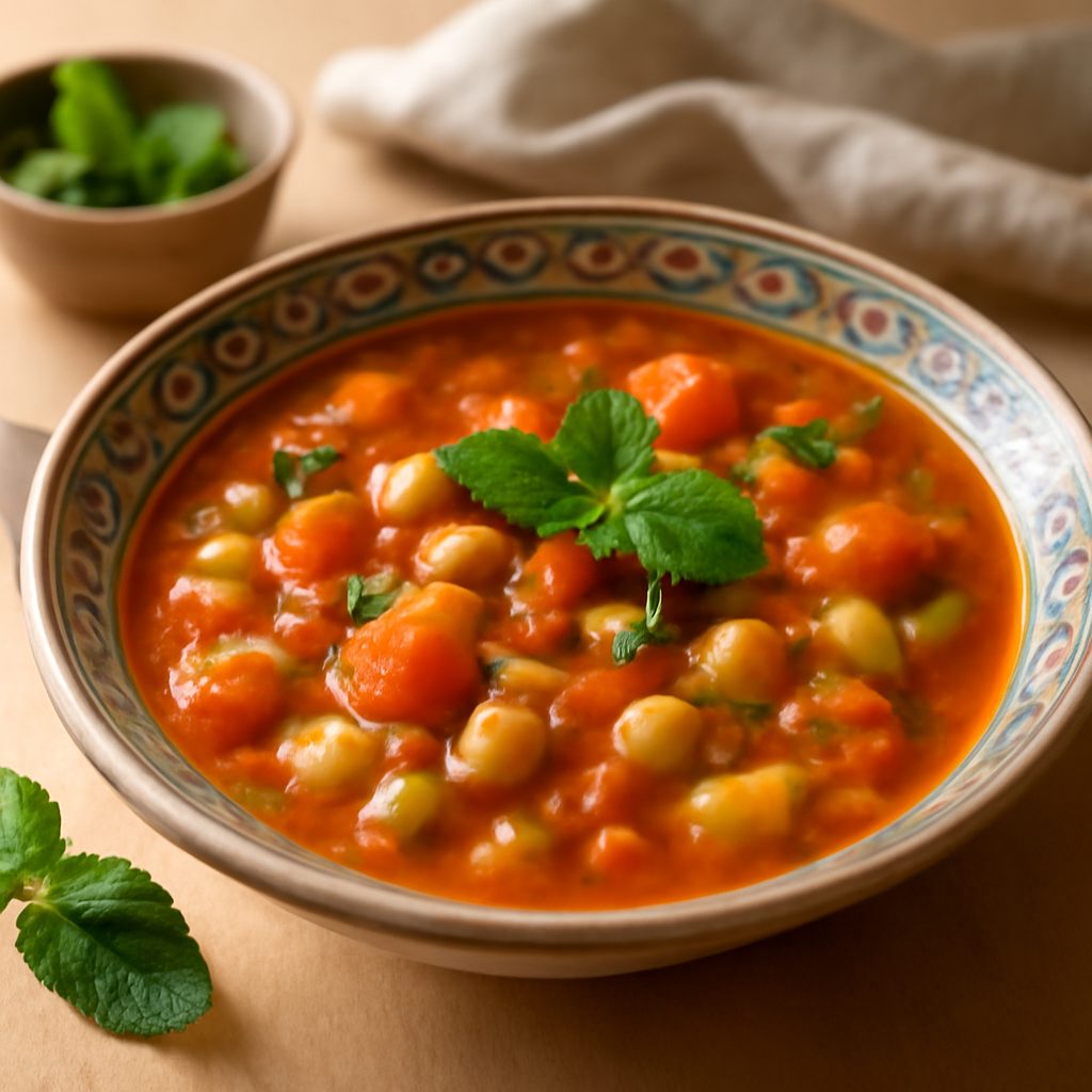 Chorba rossa light: zuppa orientale d'agnello e ceci