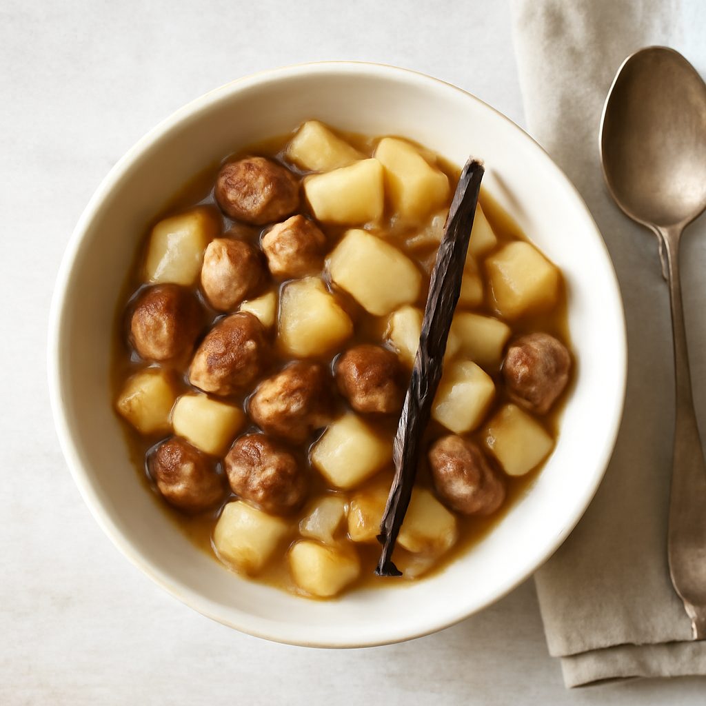 Composta di castagne, pere e vaniglia proteica low-carb