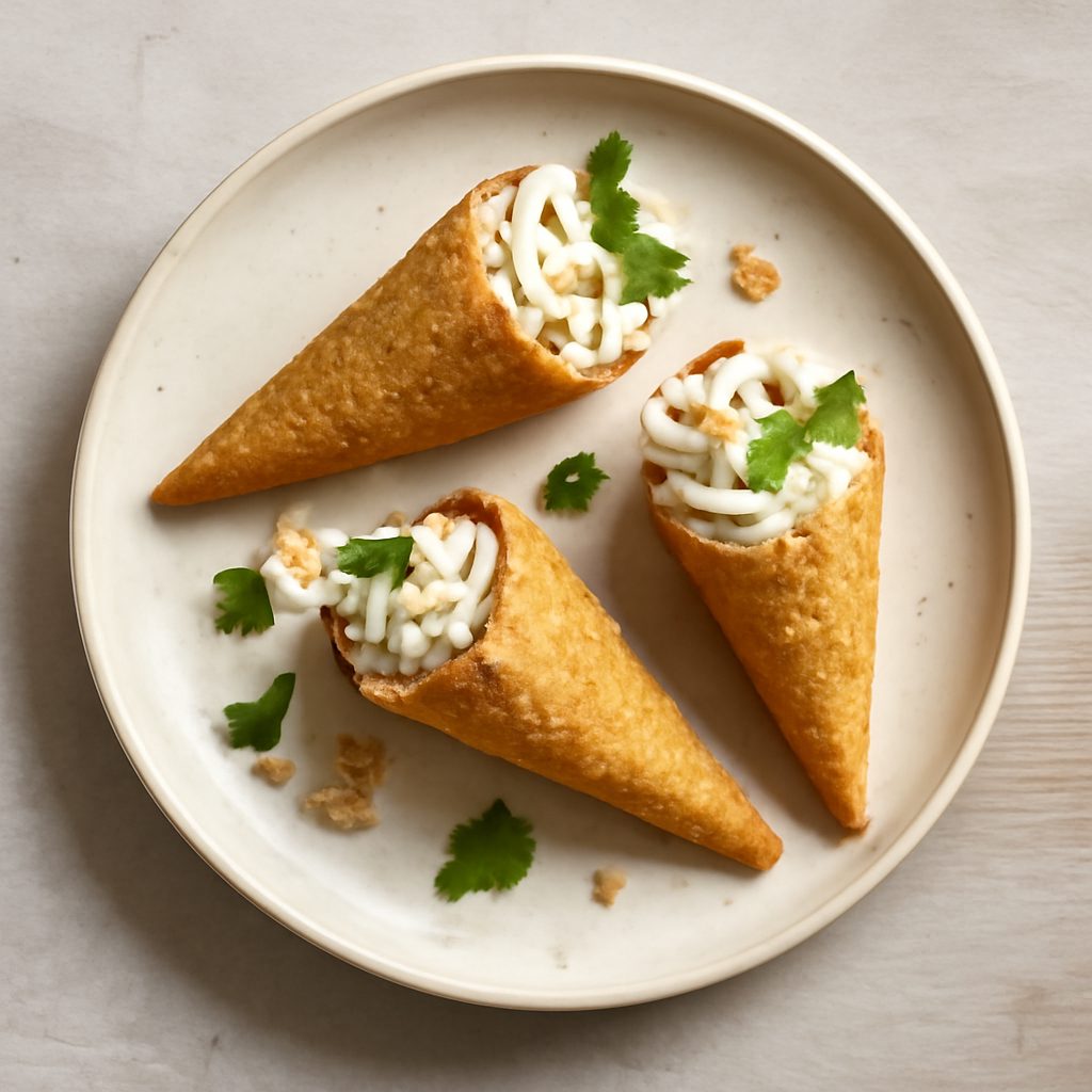 Conetti croccanti proteici con mousse di Gorgonzola fit