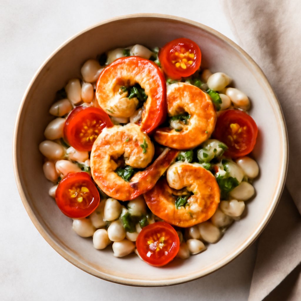 Coppa di gamberi e fagioli cannellini
