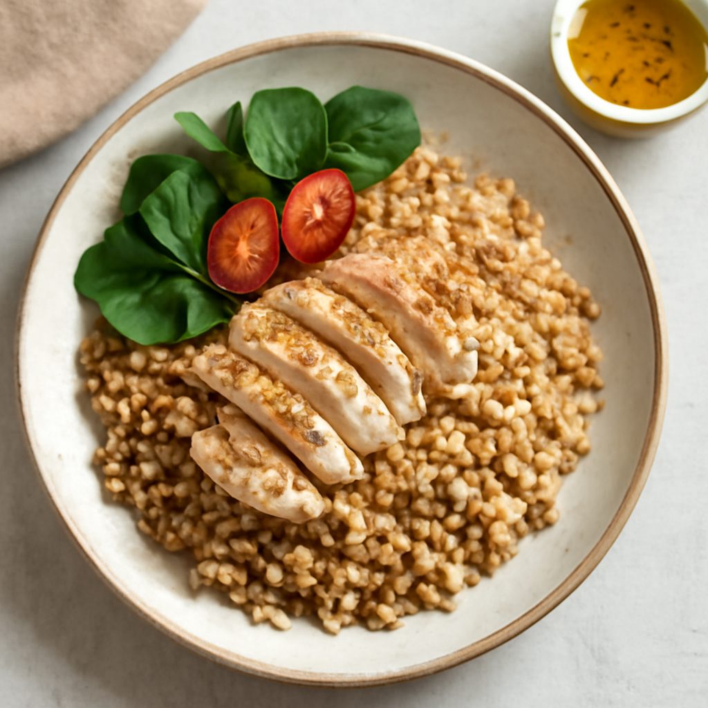 Cottura del farro perlato fit proteico low-carb
