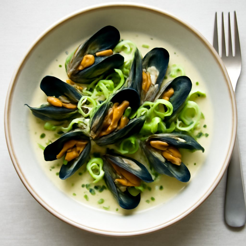 Cozze al vapore con porri e crema di cocco - Versione Protein
