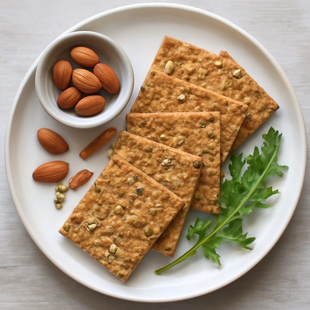 Cracker di mandorle con baccalà mantecato