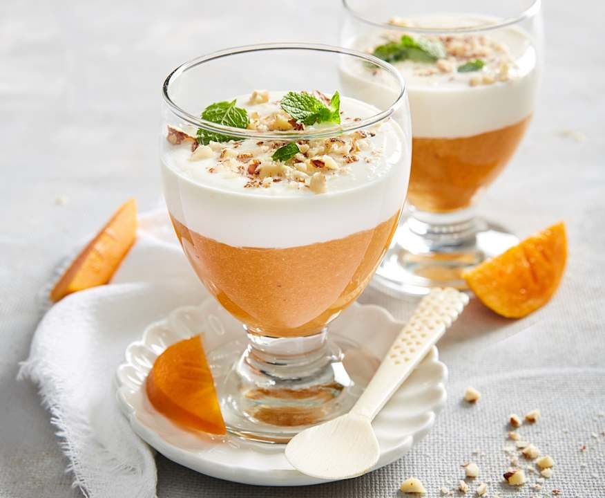 Crema allo yogurt e gelatina ai cachi Protein