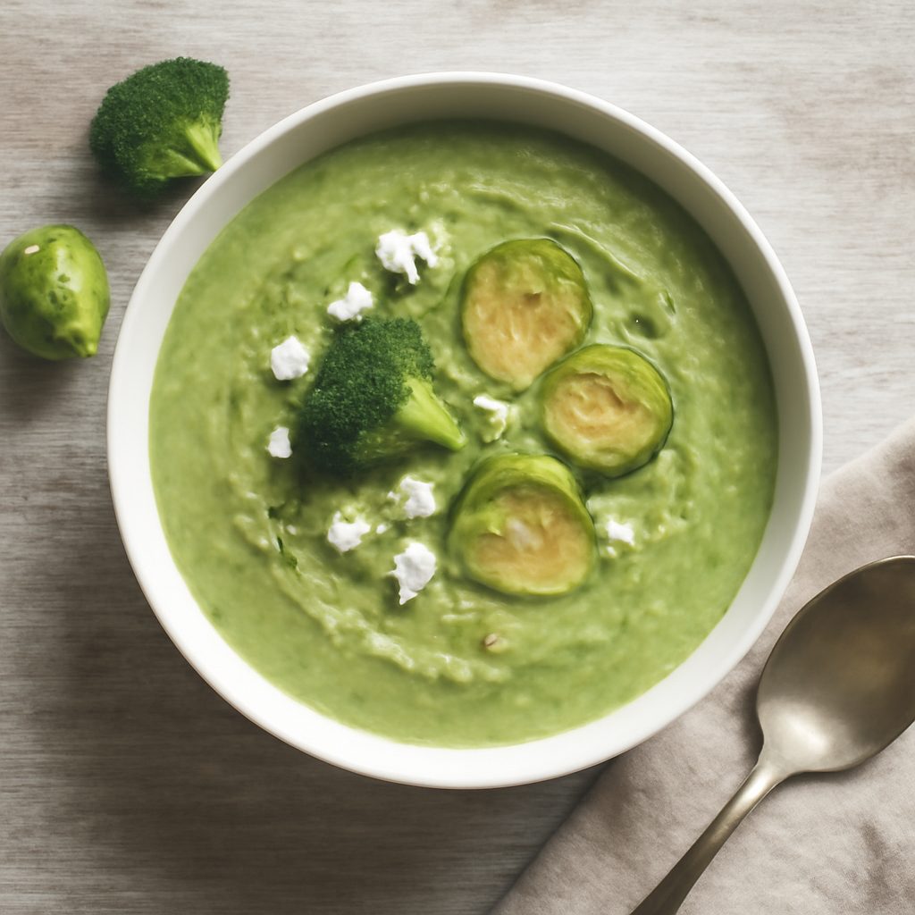 Crema di broccoli e cavoletti di Bruxelles fit proteica