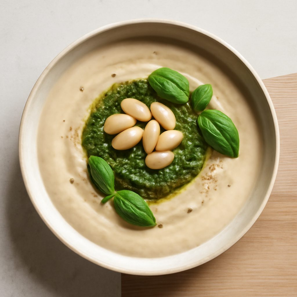 Crema di fagioli cannellini e pesto proteico low-carb