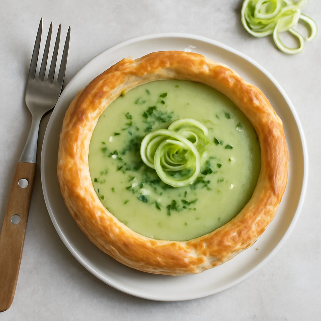 Crema di porri in crosta proteica low-carb