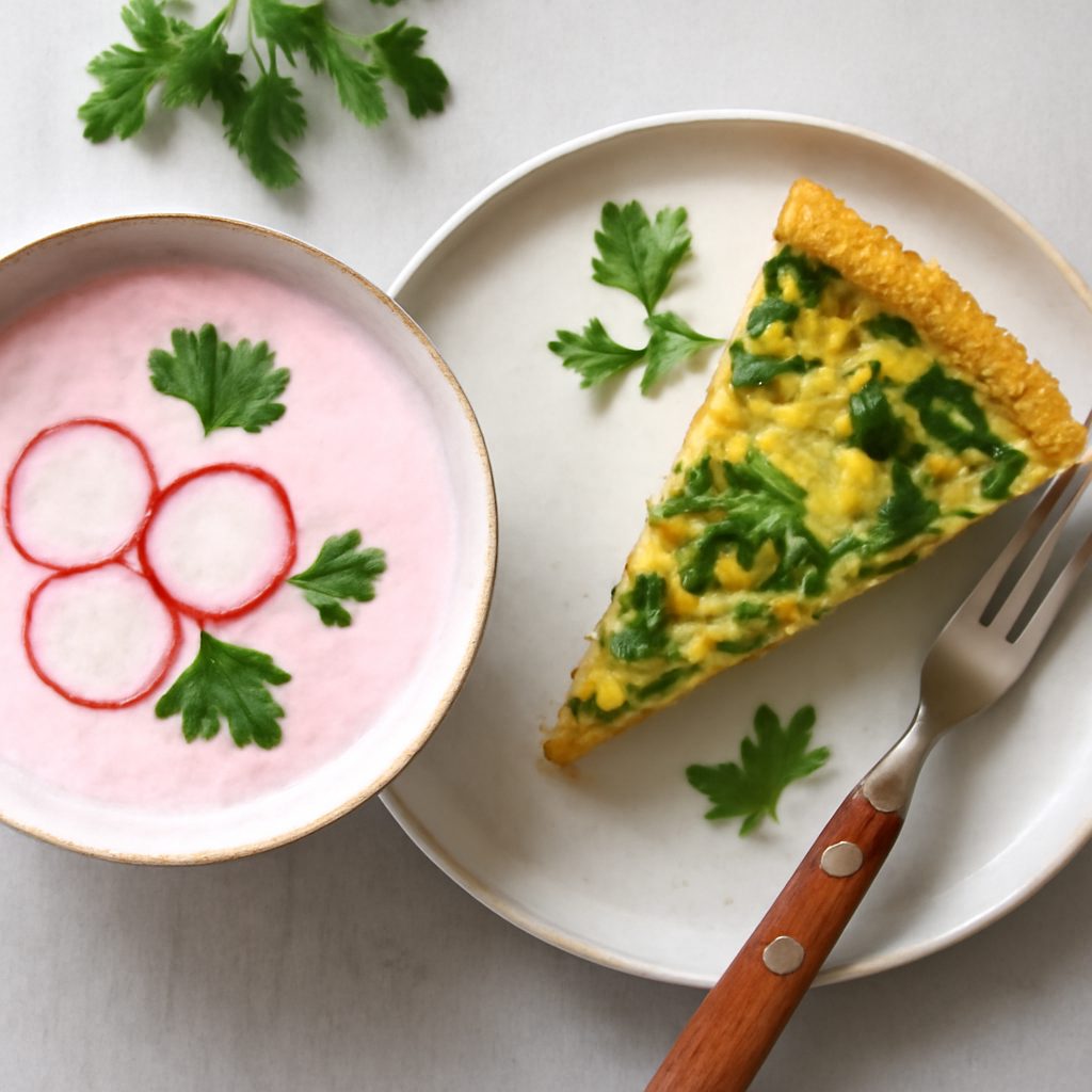 Crema di ravanelli e quiche