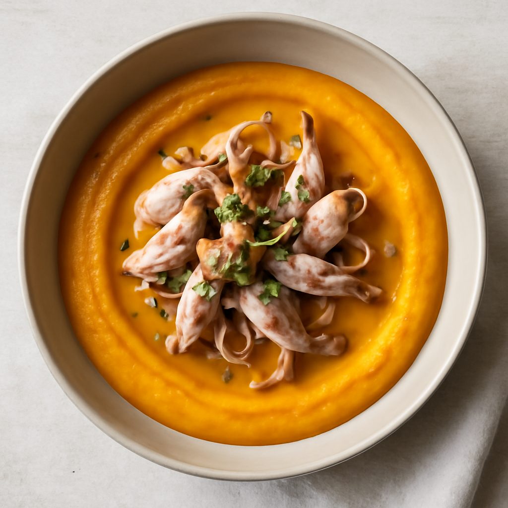 Crema di zucca e calamaretti proteica low-carb