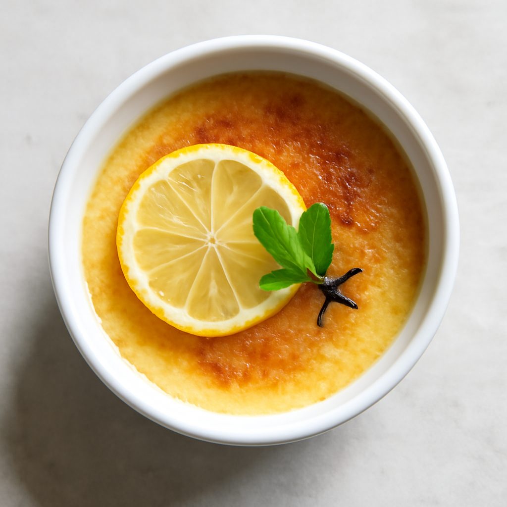 Crème brûlée allo yuzu e vaniglia proteica low-carb