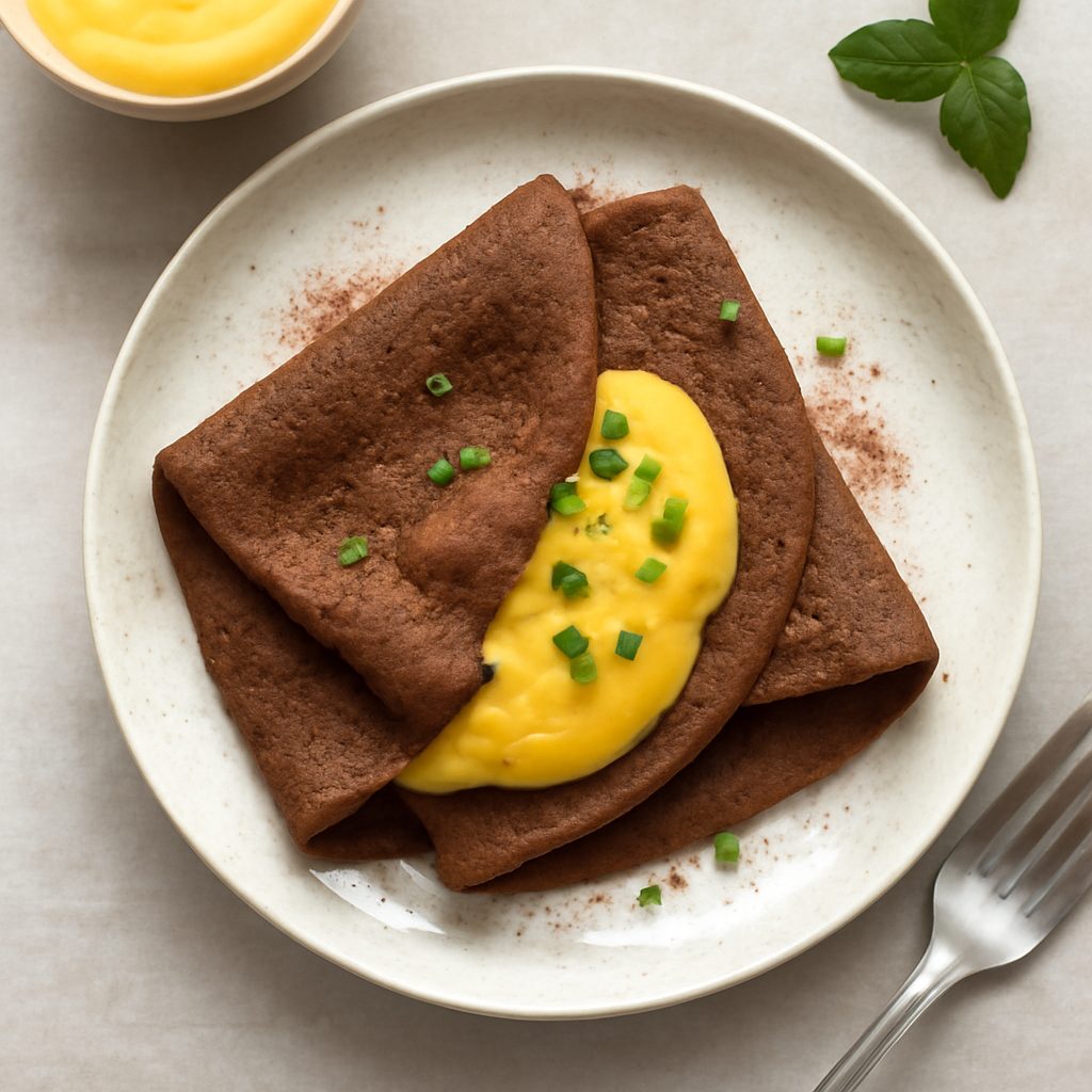 Crêpes al cacao e crema di tuorli proteico low-carb