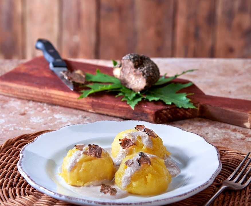 Crocchette di patate e porro con salsa al tartufo nero Low Fat