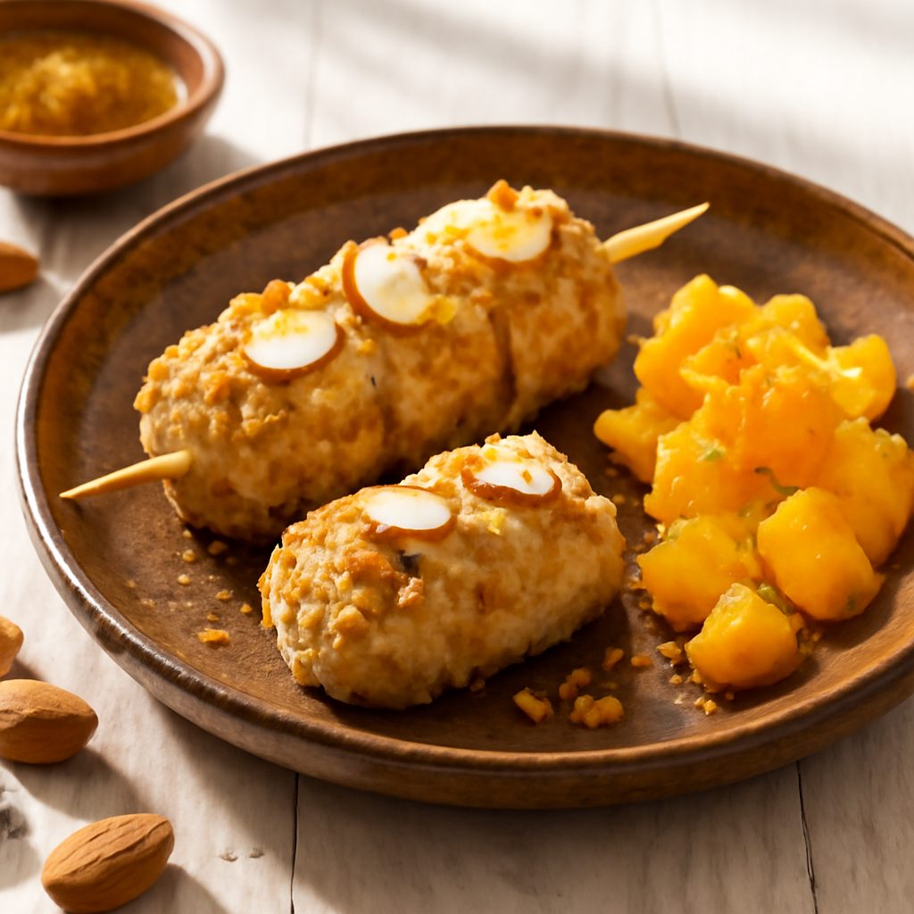 Cromesquis di ricotta e mandorle all'arancia, spiedini dolcissimi marocchini light