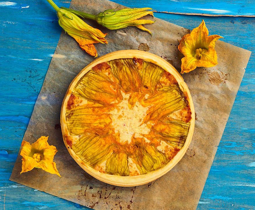 Crostata con fiori di zucca Low Fat