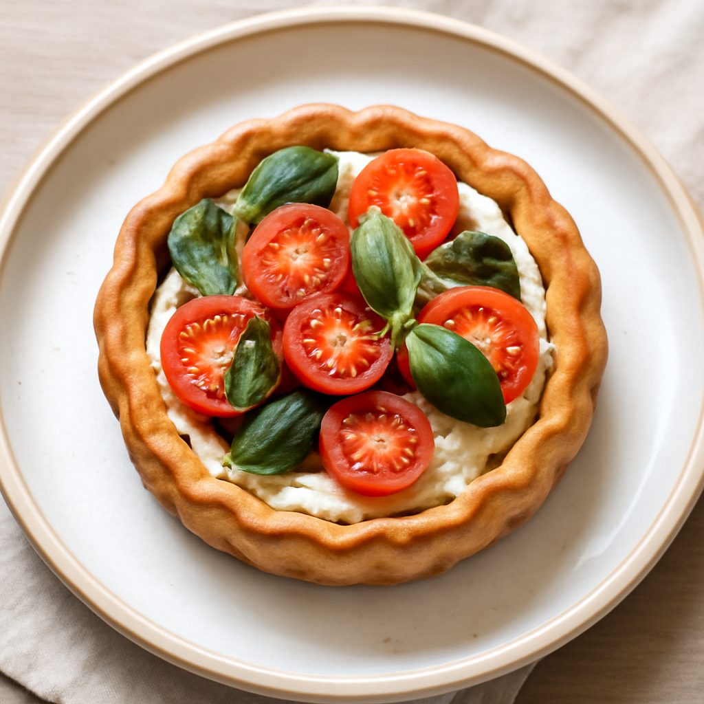 Crostatina ai piselli e prosciutto