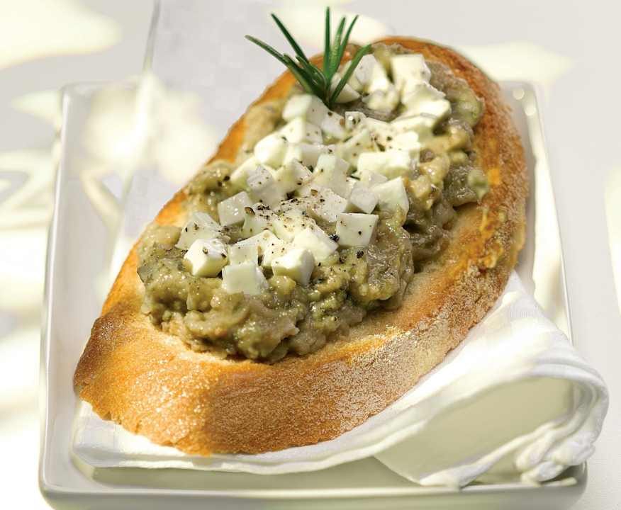 Crostini alla crema di melanzane e mozzarella di bufala Protein