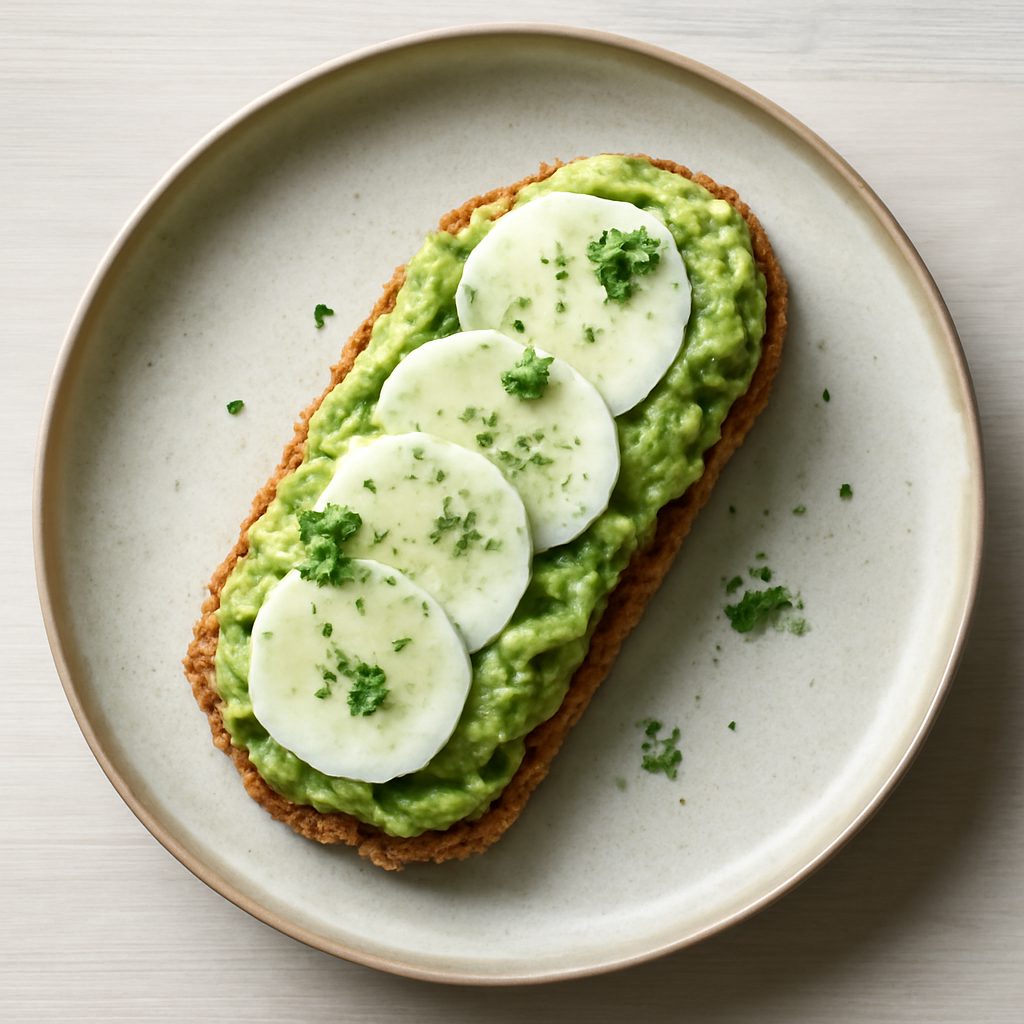 Crostini proteici con crema di avocado e daikon low-carb