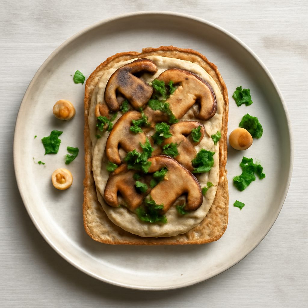 Crostini proteici con crema di nocciole e funghi low-carb
