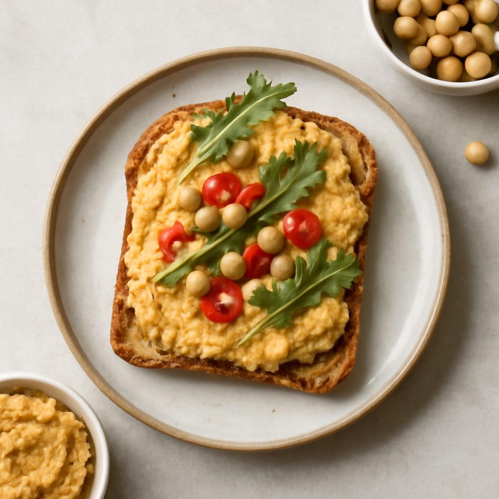 Crostini proteici con crema piccante ai ceci low-carb