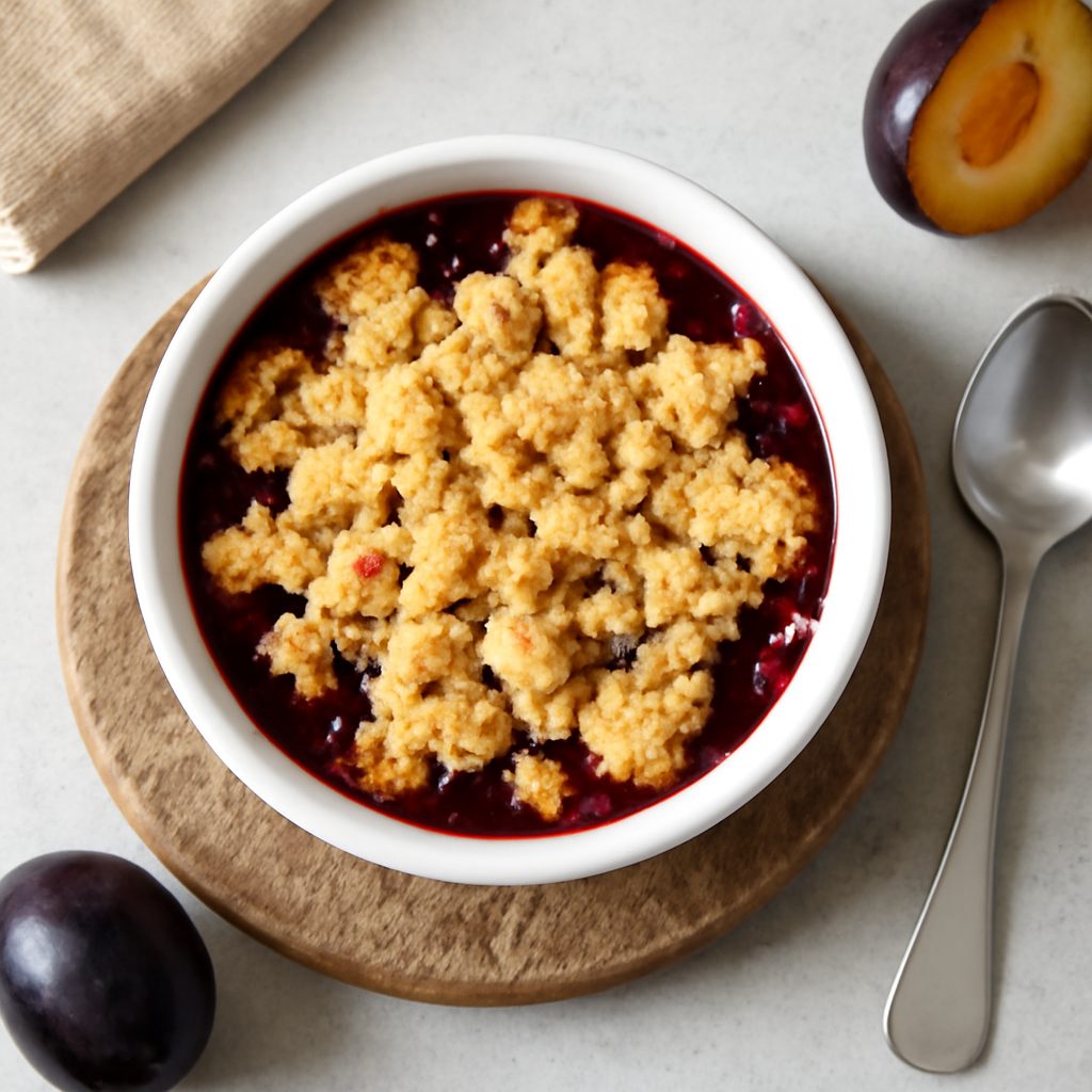 Crumble alle prugne proteico low-carb