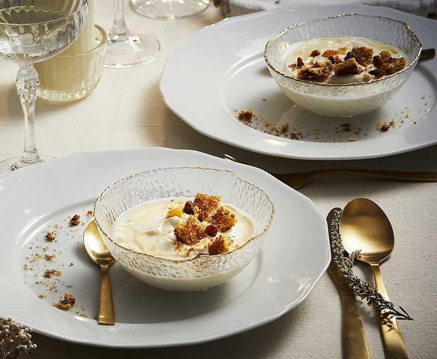 Crumble di panettone con crema al mascarpone e miele Protein