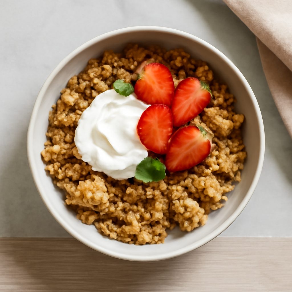 Crumble di Panettone con Crema di Yogurt Greco e Miele Protein