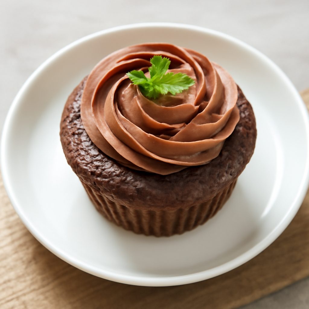 Cupcake al cioccolato proteico low-carb con ganache alle fragole
