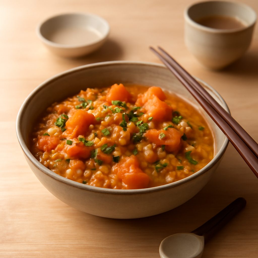 Curry di lenticchie rosse e patata dolce - Ricetta asiatica light