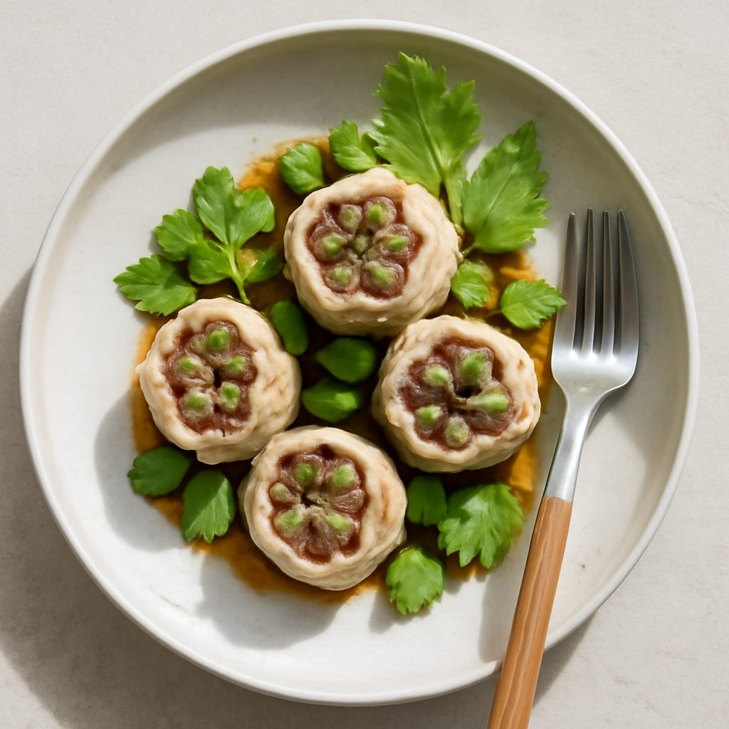 Dim sum di manzo e sedano low-carb proteico