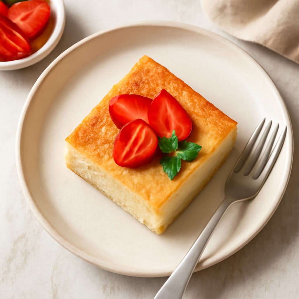 Dolce al semolino proteico con albicocche e crema inglese fit