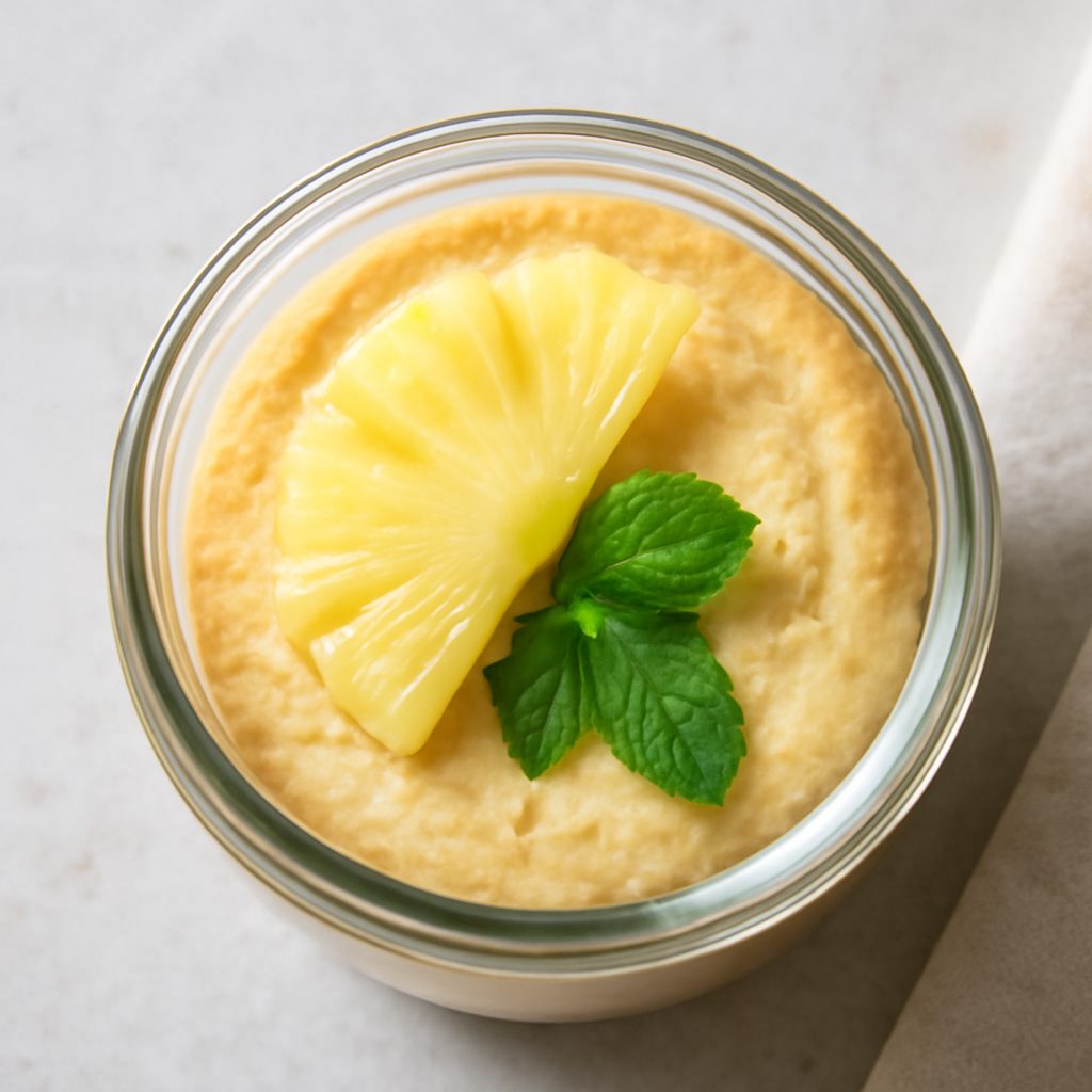 Dolce all'ananas in vasetto al vapore proteico low-carb