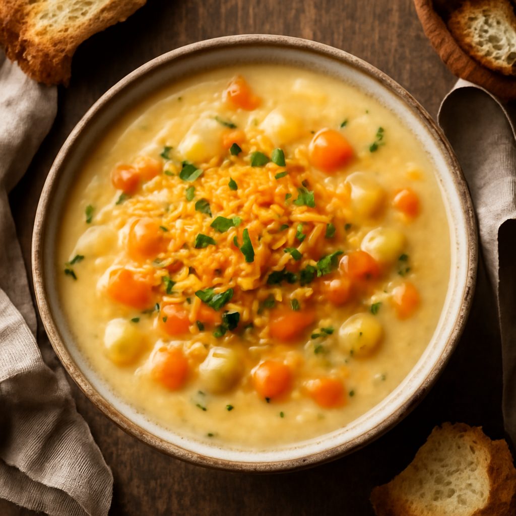 Zuppa di Patate, Carote e Cheddar di Dylan