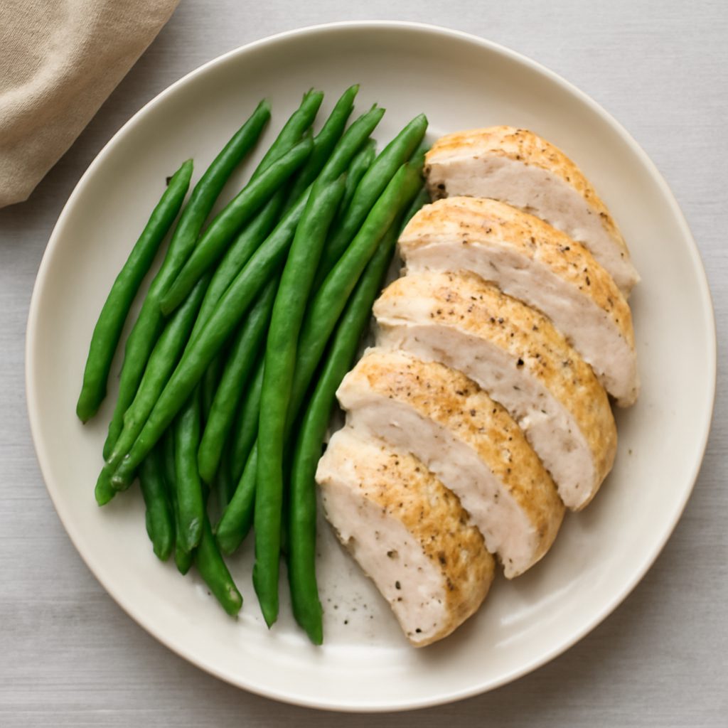 Fagiolini al vapore con tofu affumicato Protein