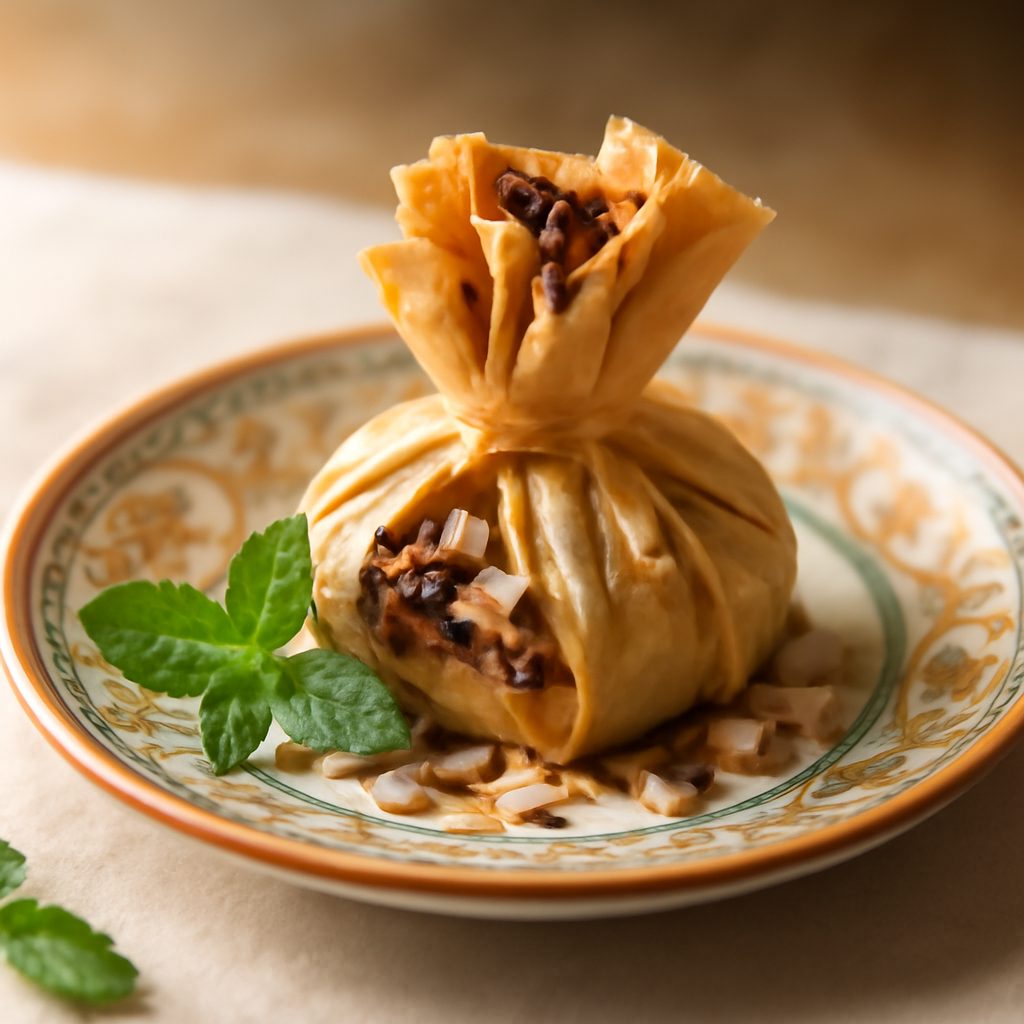 Fagottino Croccante di Pasta Fillo con Cioccolato e Mandorle - Stile Orientale Light