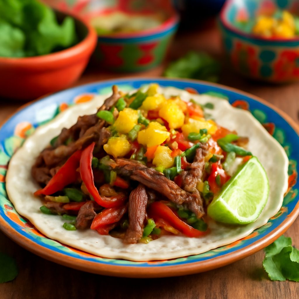 Fajitas di Manzo con Salsa di Mango