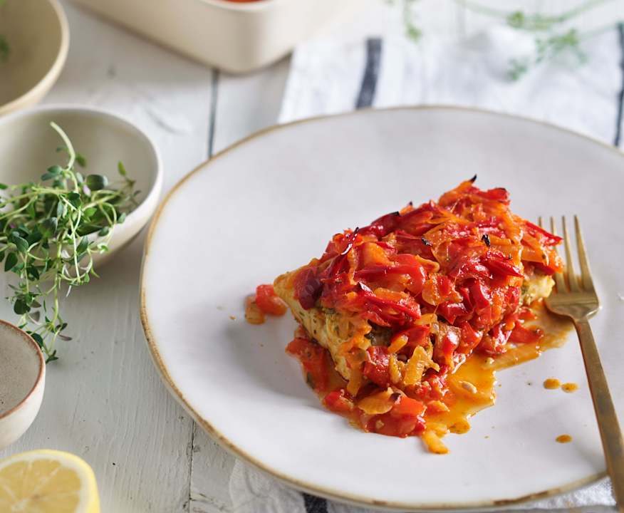 Filetti di merluzzo con peperoni e cipolle Low Fat