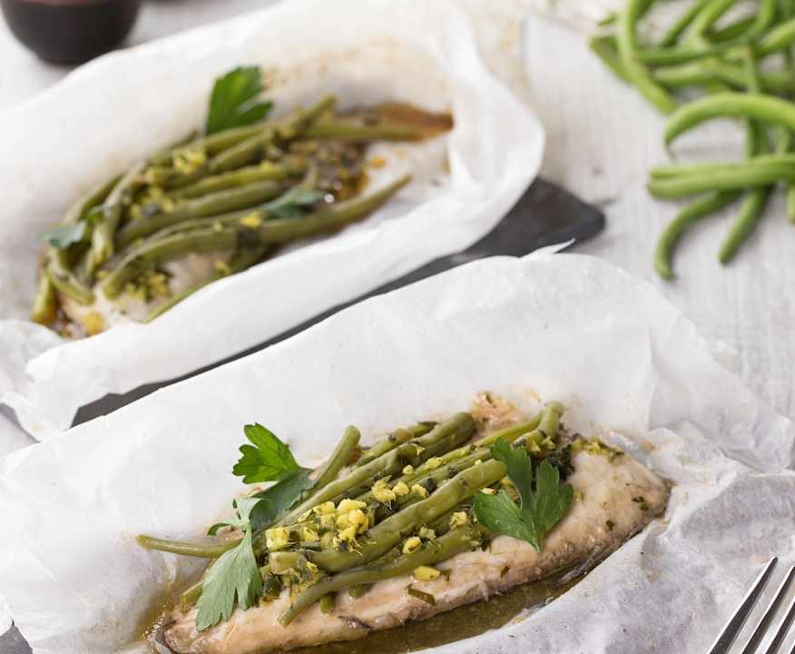 Filetti di orata al tè e zenzero con fagiolini Low Fat